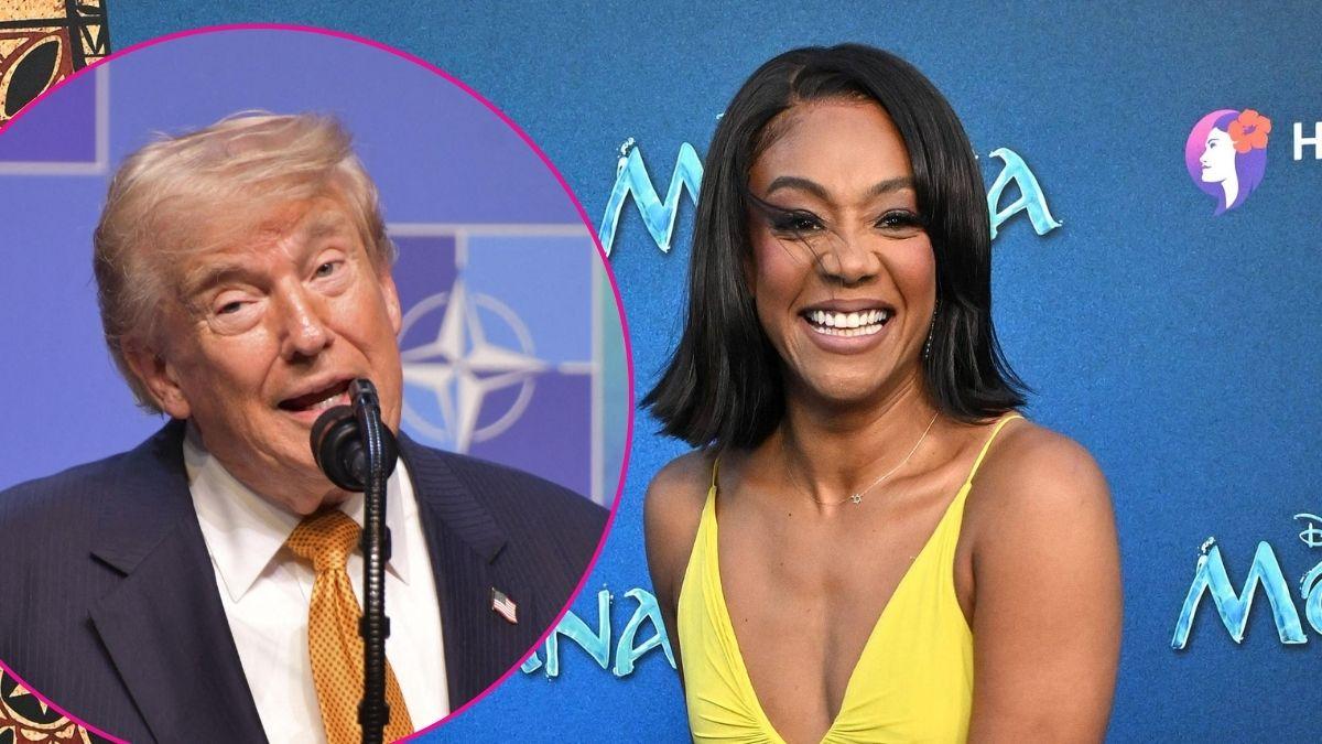 Composite photo of Tiffany Haddish and Donald Trump.