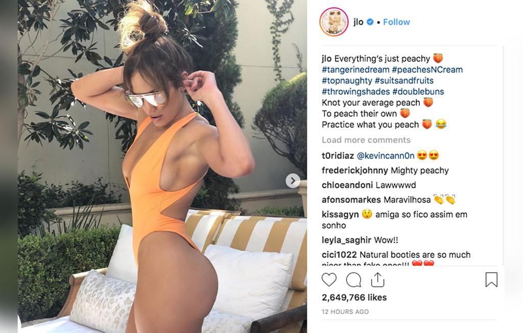 Just Peachy Jennifer Lopez Shows Off Her Body In A Sexy Swimsuit