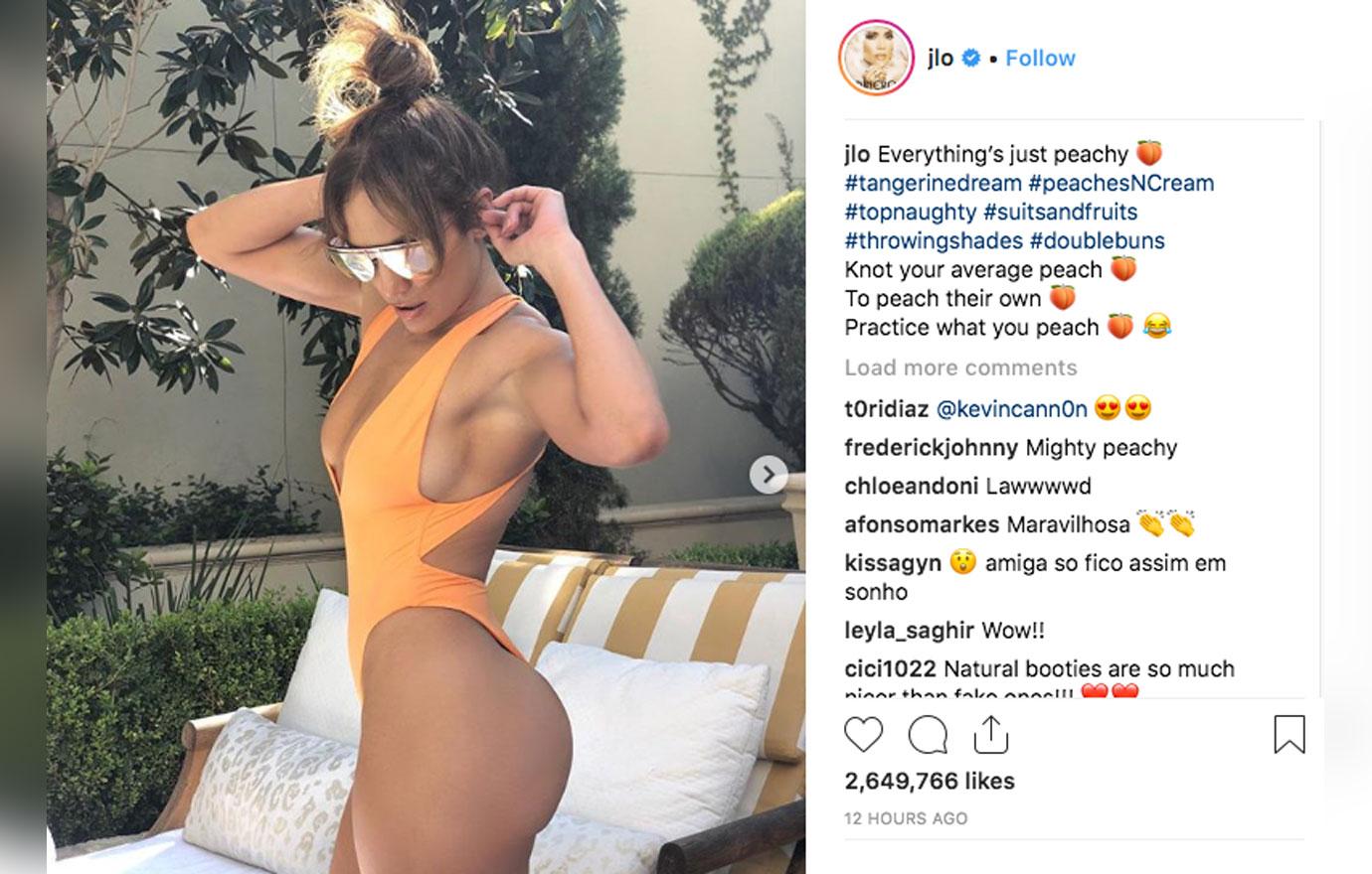 Just Peachy Jennifer Lopez Shows Off Her Body In A Sexy Swimsuit