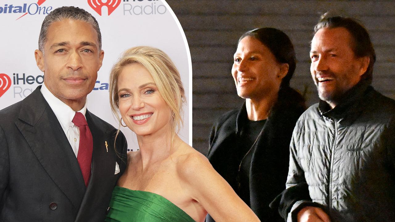 split image of Amy Robach and T.J. Holmes; Andrew Shue and Marilee Fiebig
