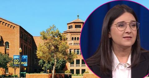 Composite photo of Bari Weiss and University of California, Los Angeles.