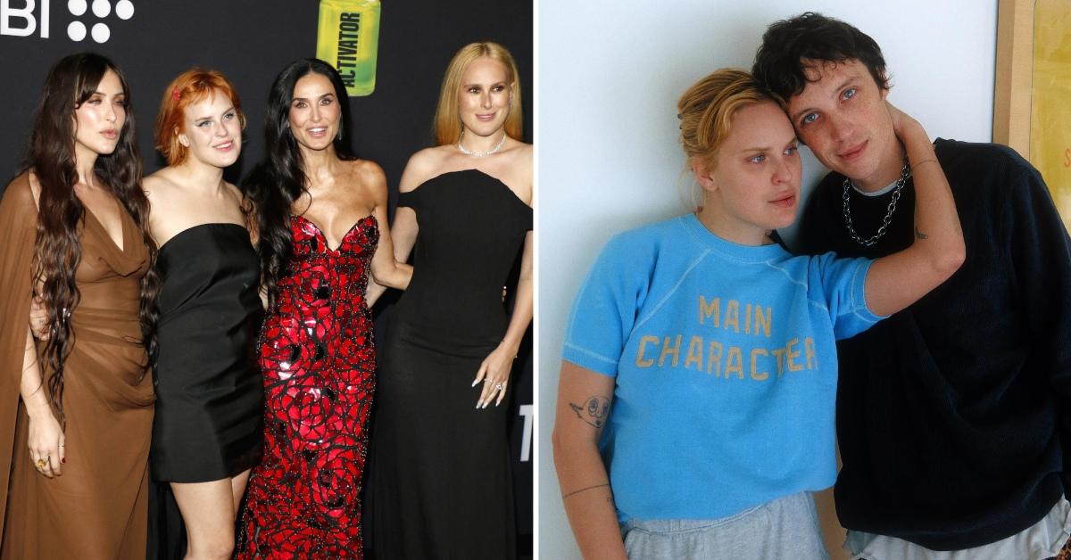 Photo of Scout Willis, Tallulah Willis, Demi Moore and Rumer Willis and a picture of Tallulah Willis with Justin Acee.