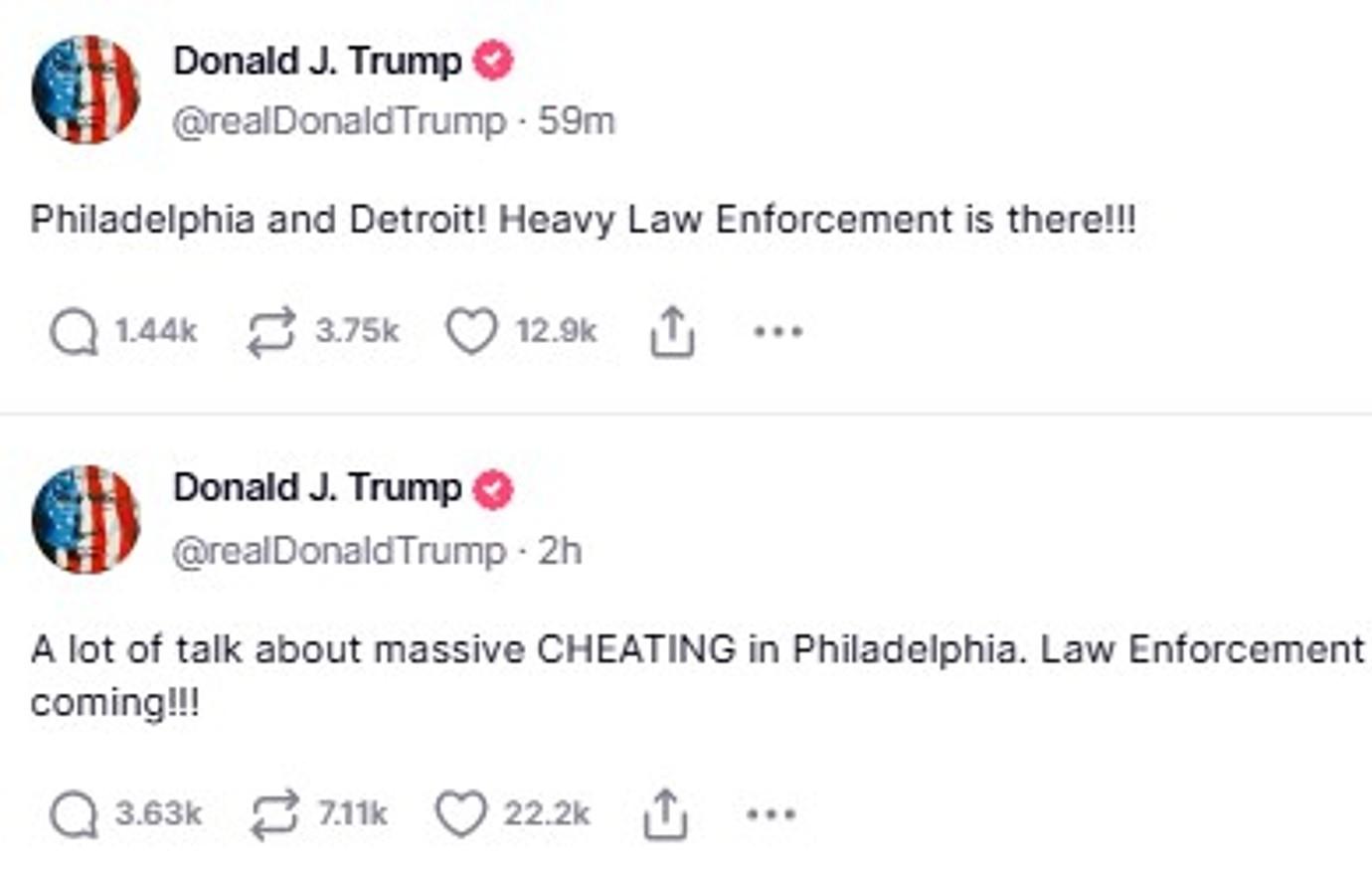 donald trump baseless claim massive cheating philadelphia