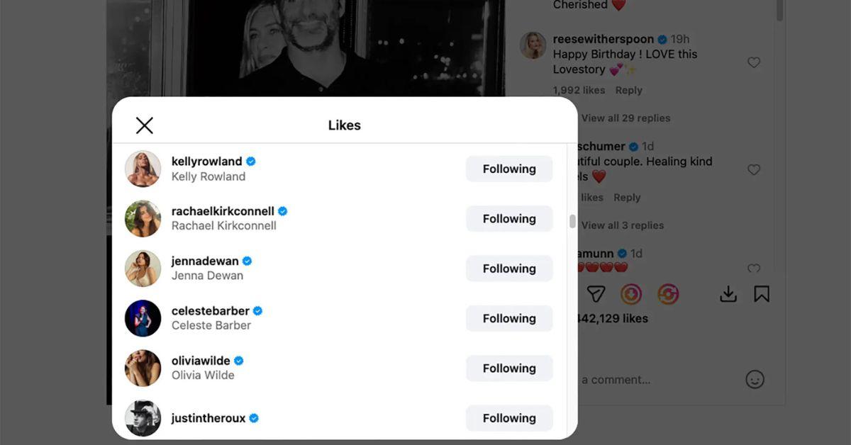 image of Jennifer Aniston's ex-husband Justin Theroux was one of the people to 'like' her birthday post for her new boyfriend, Jim Curtis.