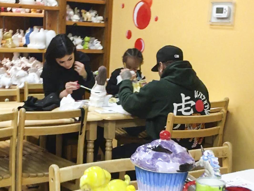 Kylie Jenner and Tyga make out in front of children at Color Me Mine