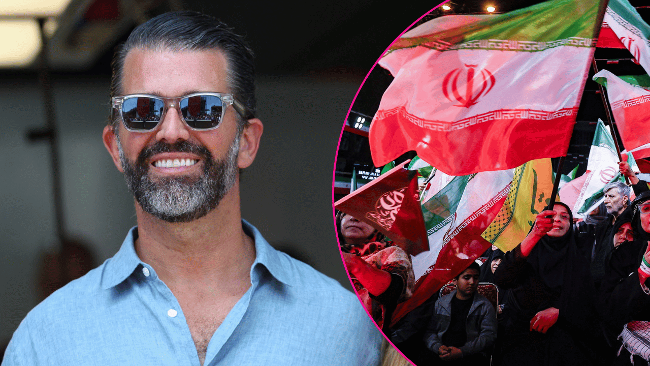 Composite photo of Donald Trump Jr. and Iran flag.