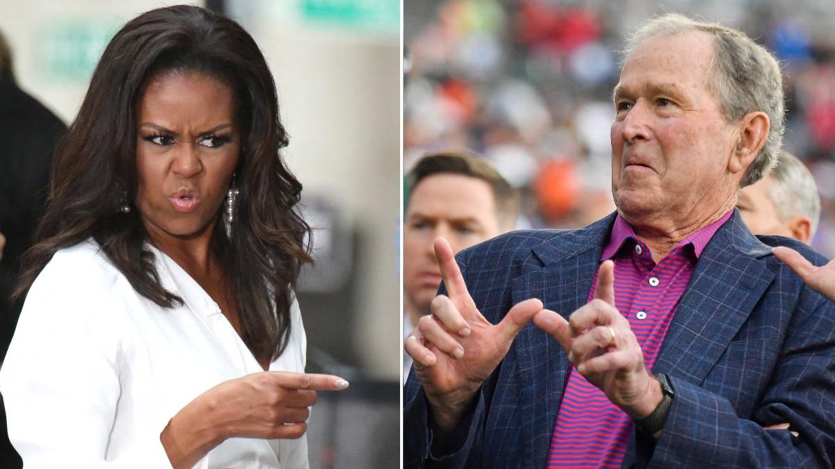 split of Michelle Obama, George Bush. 