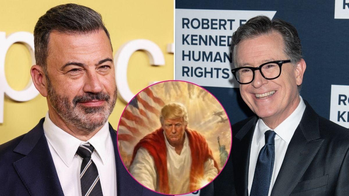 Composite photo of Jimmy Kimmel and Stephen Colbert.