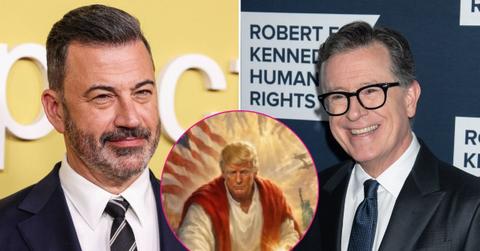 Composite photo of Jimmy Kimmel and Stephen Colbert.