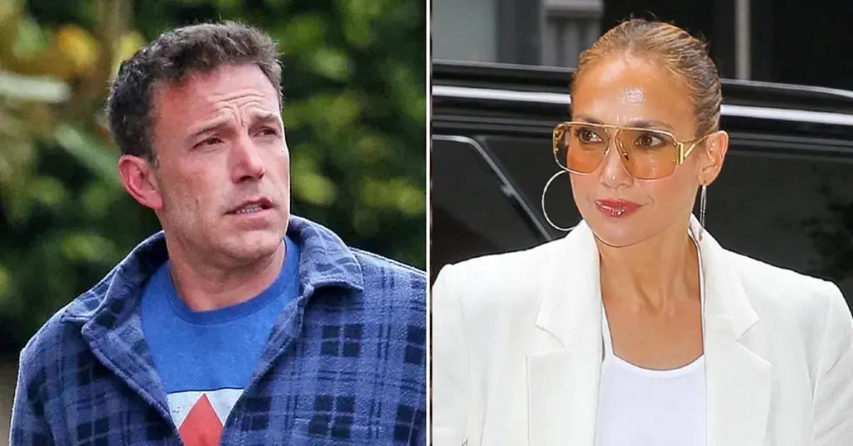 Photo of Ben Affleck and picture of Jennifer Lopez.