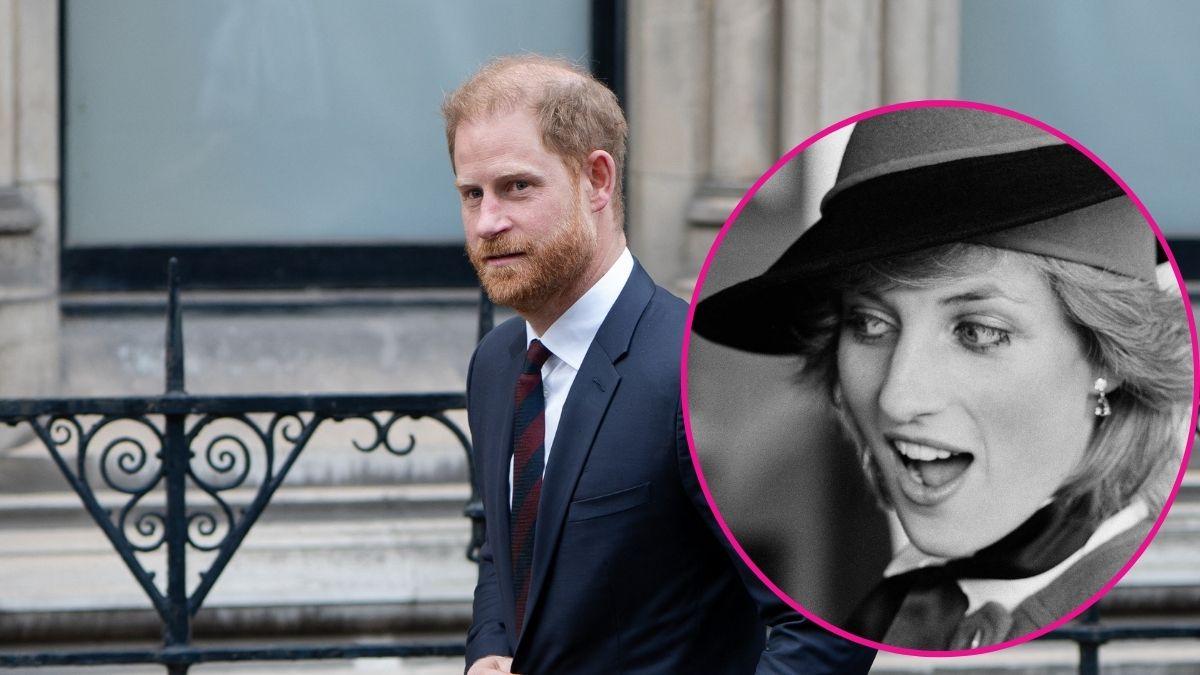 Split photo of Prince Harry and Princess Diana.