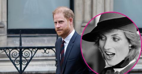 Split photo of Prince Harry and Princess Diana.