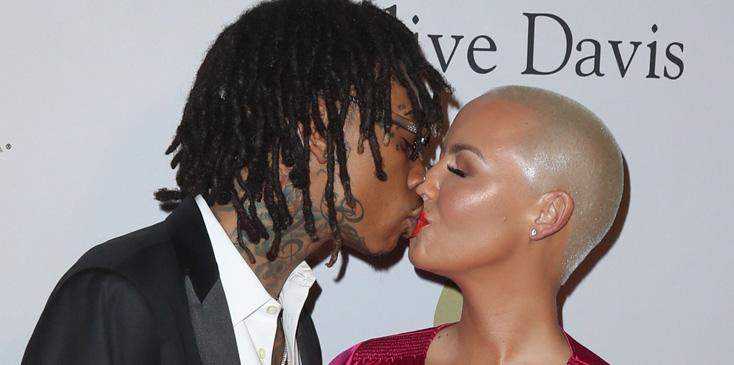 Amber Rose and Wiz Khalifa cozy up at Clive Davis&#8217; Pre Grammy Party