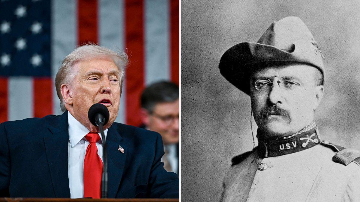 Image of Donald Trump was mocked for 'seeming to believe AI Teddy Roosevelt is real.'