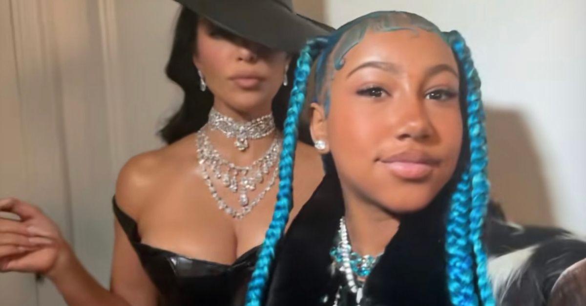 kim kardashian black leather outfit north west met gala