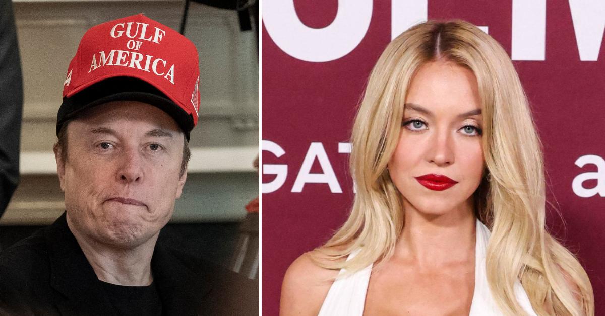 Split photo of Elon Musk and Sydney Sweeney.