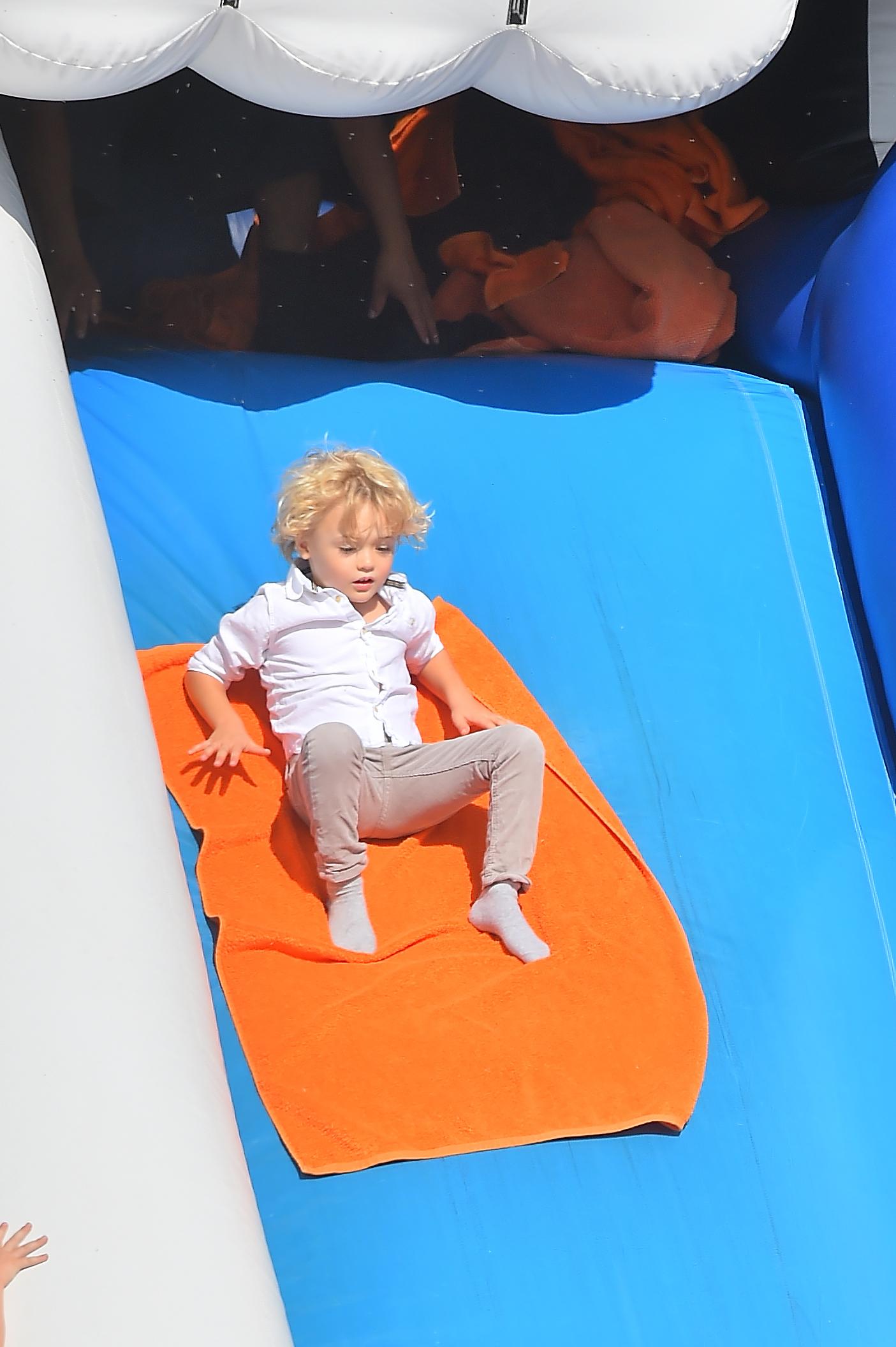 Robin Thicke takes his son Julian to a pumpkin patch in Beverly Hills