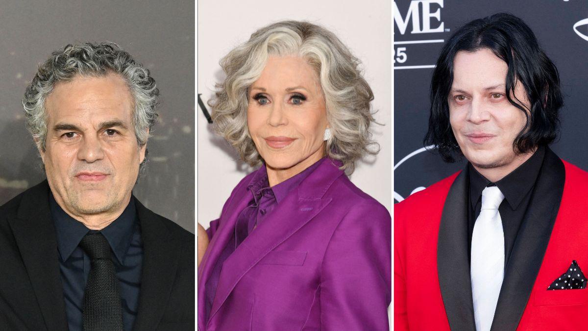 Composite photo of Mark Ruffalo, Jane Fonda and Jack White.