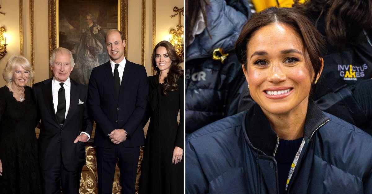 Composite photo of the senior members of the royal family and Meghan Markle. 