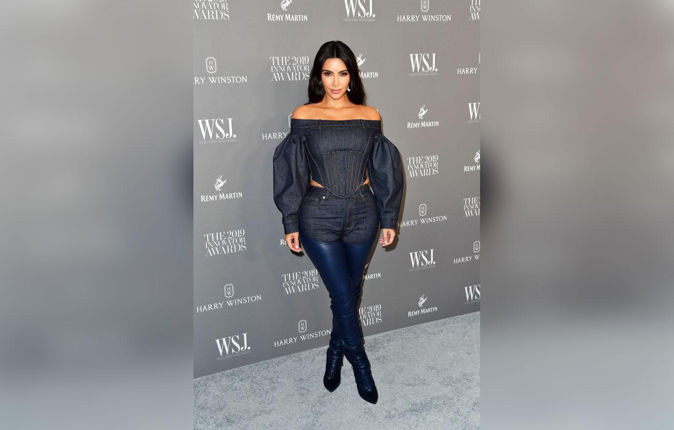 Kim Kardashian In Denim Outfit On Red Carpet Weight