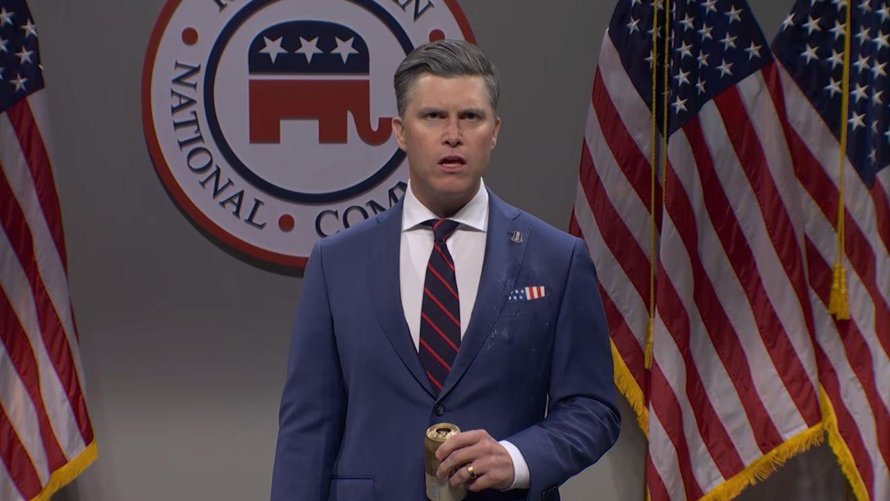 Image of Colin Jost’s Pete Hegseth delivered an unusual pitch filled with provocative jokes.