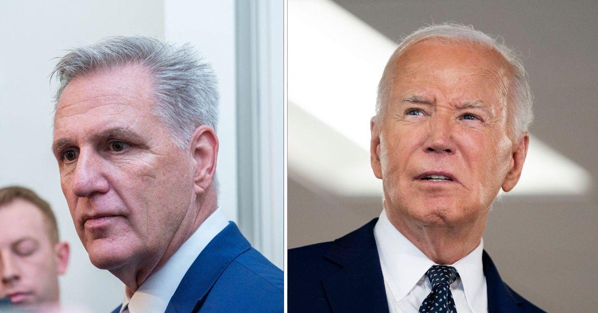 Composite photo of Kevin McCarthy and President Joe Biden