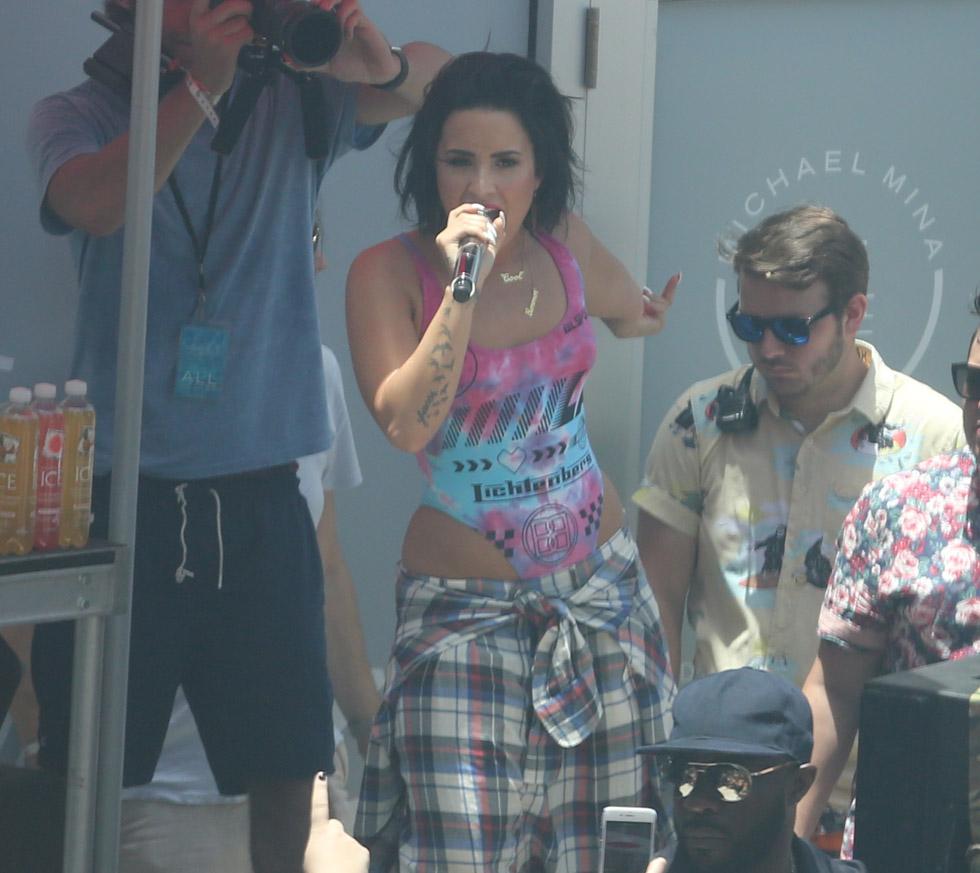 Demi Lovato performing in Miami Beach, Florida