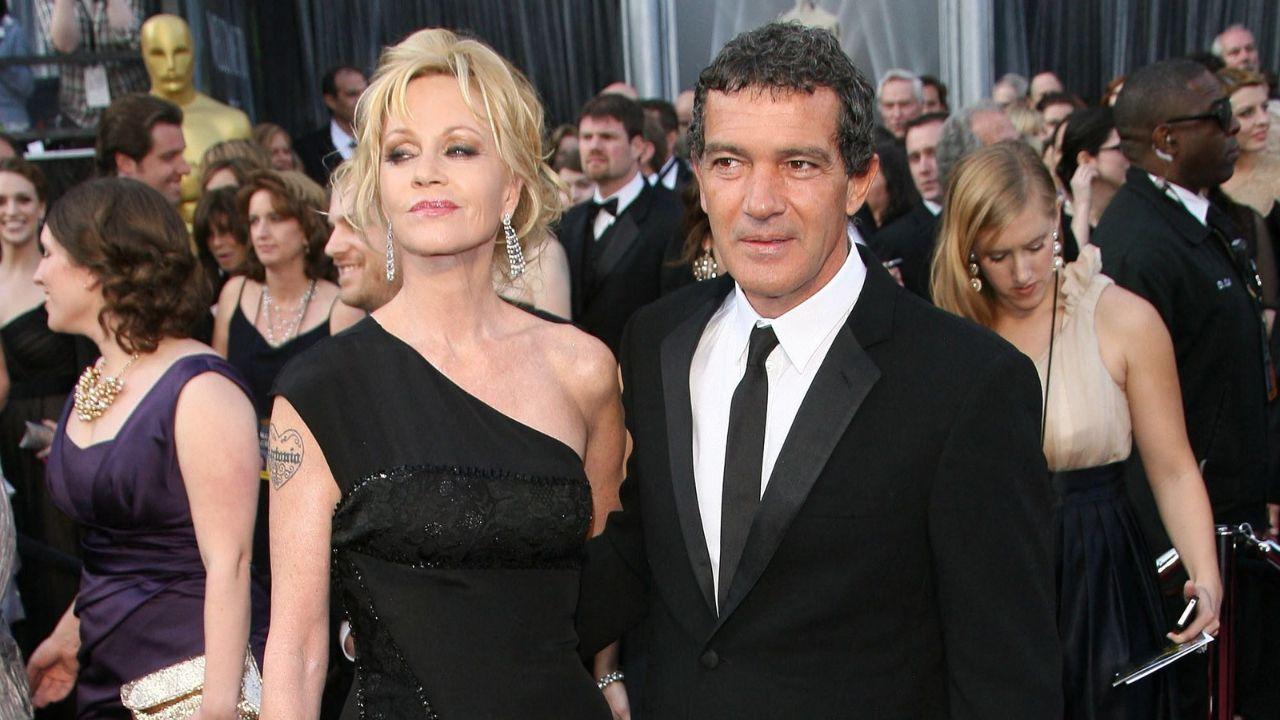 Image of Antonio Banderas and Melanie Griffith posed for a family photo shared on Instagram with their daughter Stella Banderas and her husband Alex Gruszynski.