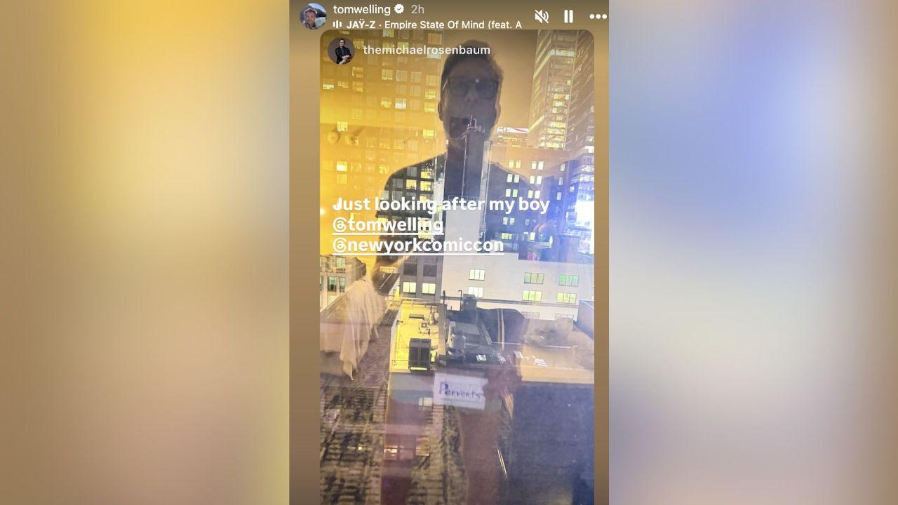 image of Michael Rosenbaum joined the fun by posting his own playful hotel-window photo in support of his former costar.