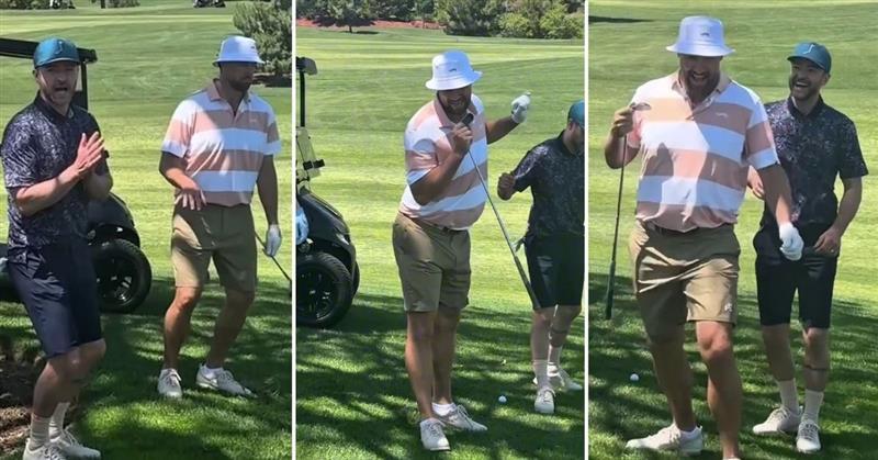 justin timberlake travis kelce sensual dance moves golf