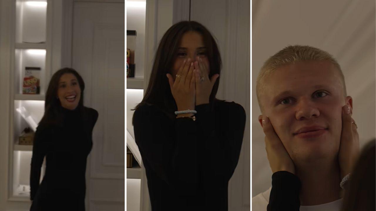 Image of Erling Haaland's girlfriend, Isabel Haugseng Johansen, reacted to his dramatic new buzz cut.