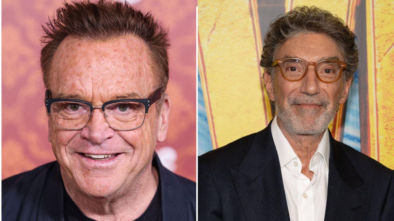 Split image of Tom Arnold and Chuck Lorre