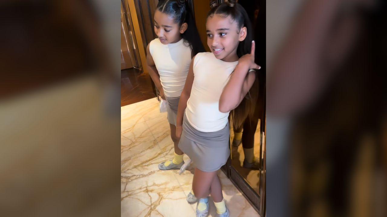 image of Dream, 9, and Chicago, 8, looked adorable in their matching outfits.