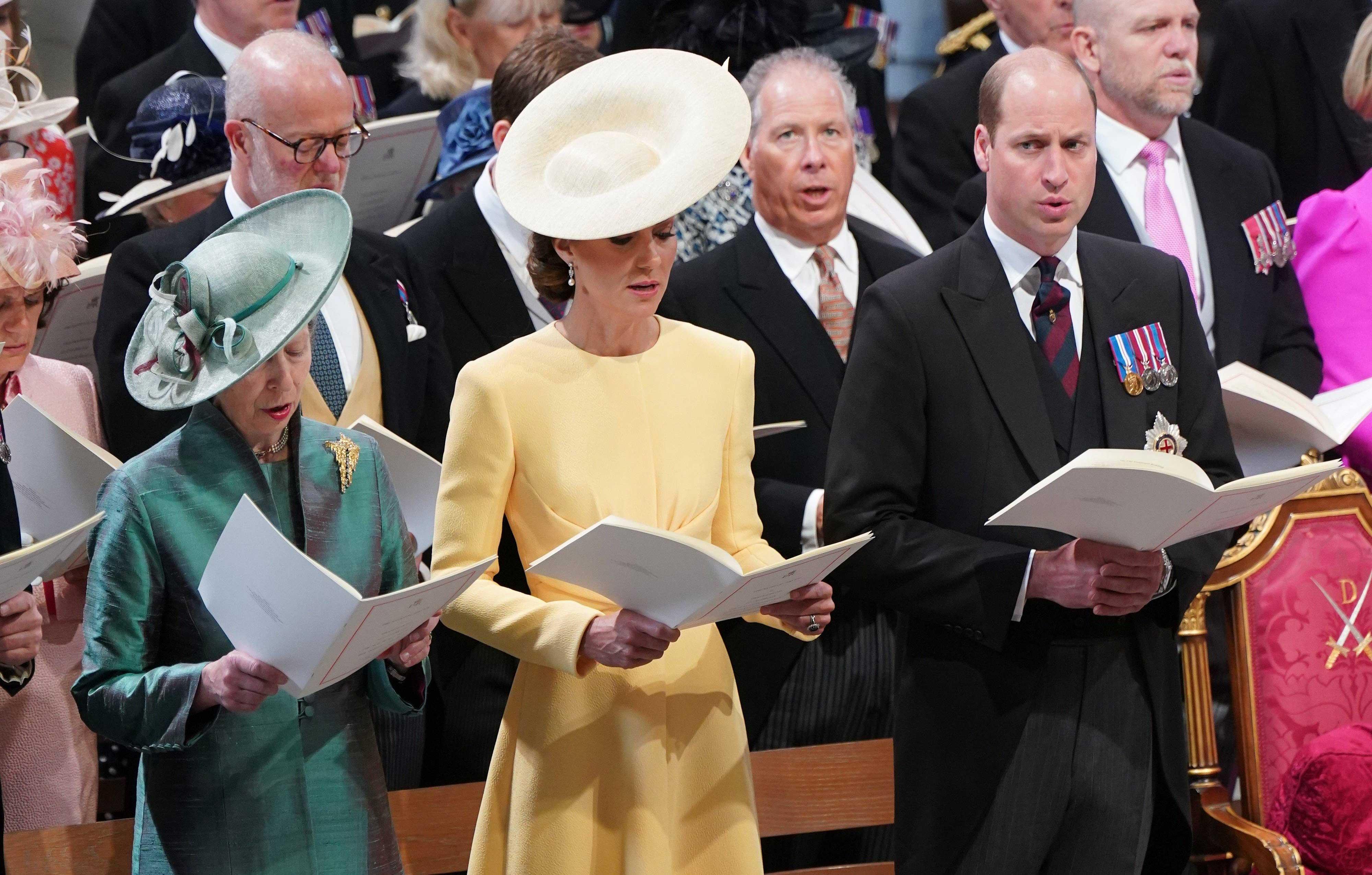 prince william kate middleton sit opposite harry meghan markle at jubilee church service