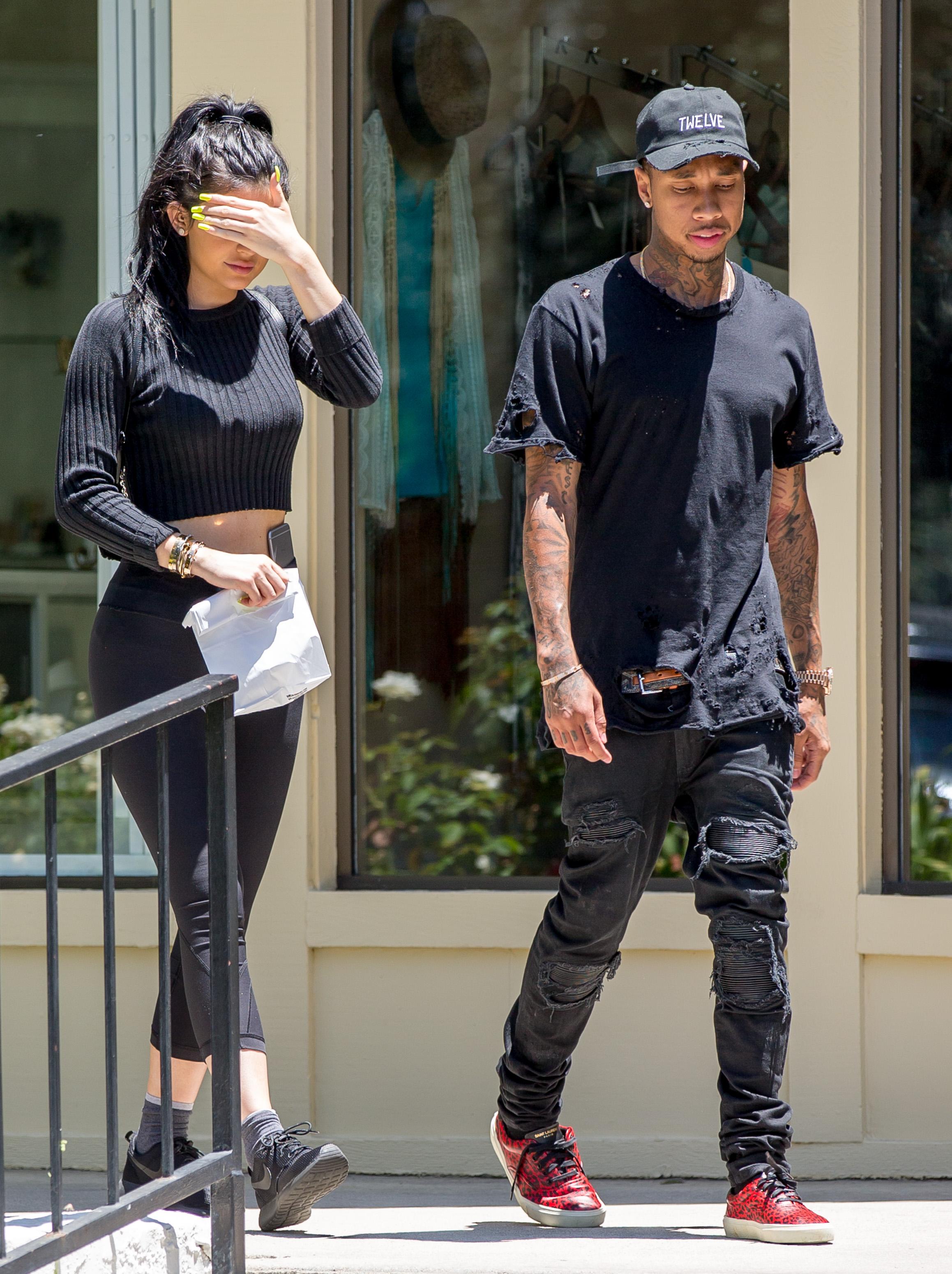 Kylie Jenner and Tyga are seen at lunch in Calabasas