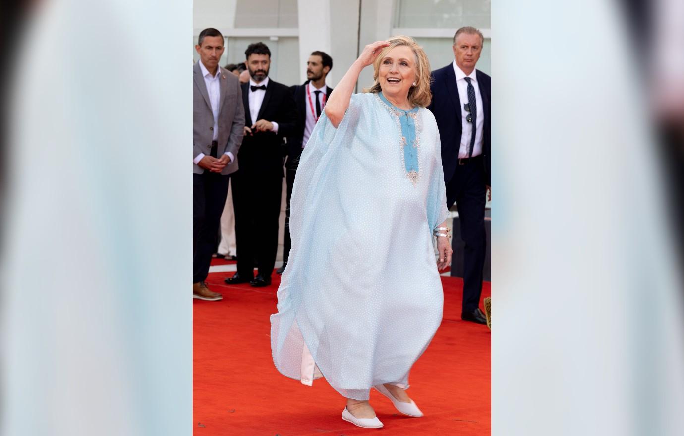 Hillary Clinton Ditches Her Pantsuit For A Powder Blue Gown