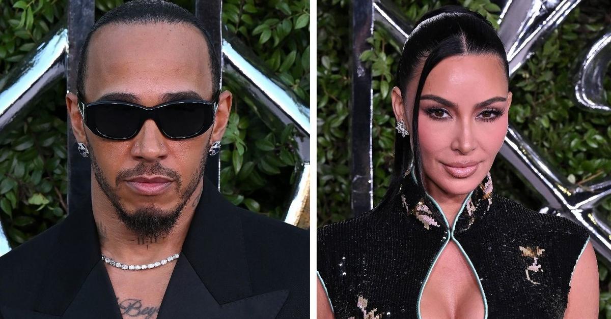 Kim Kardashian Wears Low-Cut Dress Alongside Boyfriend Lewis Hamilton: Photos