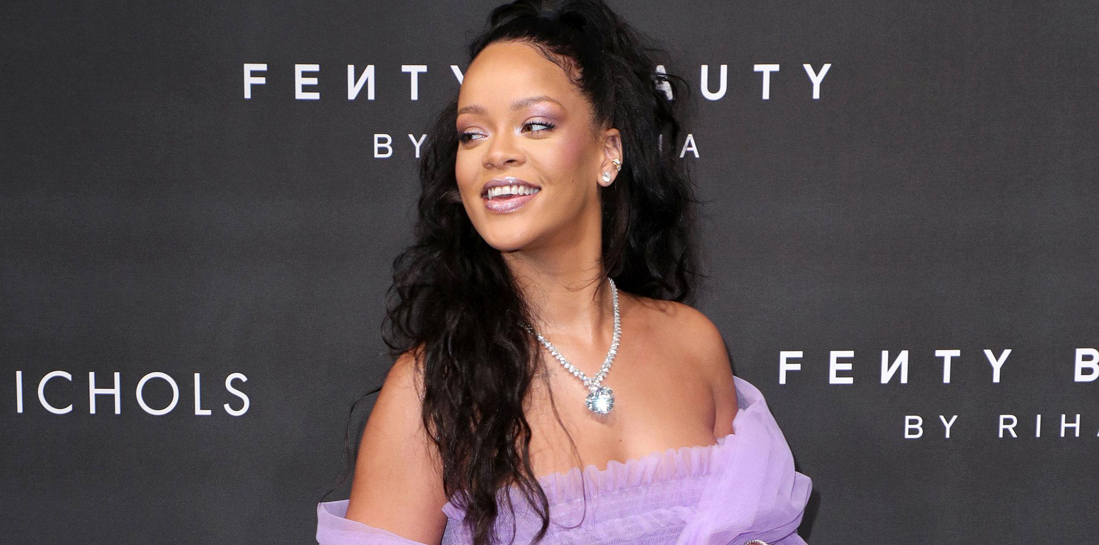 Rihanna slays london in purple dress wide