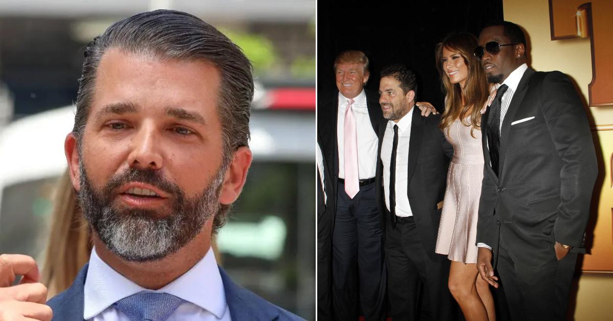 Photo of Donald Trump Jr.; picture of Sean 'Diddy' Combs, Donald and Melania Trump and another man.