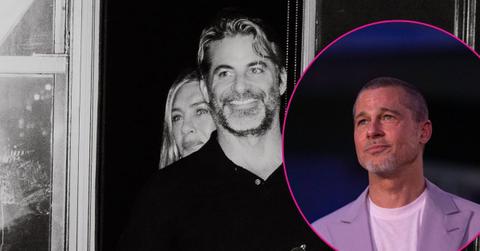 Split photo of Jennifer Aniston, Jim Curtis and Brad Pitt.