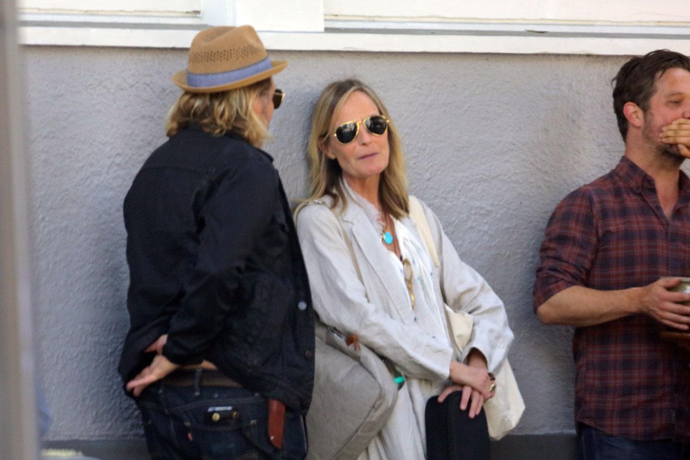 EXCLUSIVE: Helen Hunt reunites with her ex outside of a theater in Santa Monica, CA.