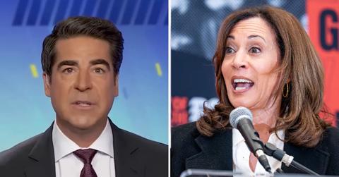 split photo of Kamala Harris and Jesse Watters.