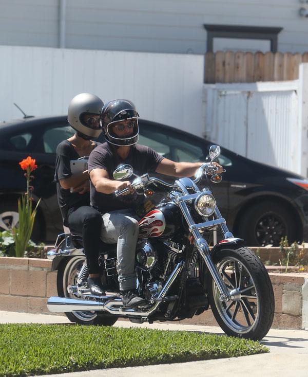 peter facinelli riding motorcycle with mystery blonde