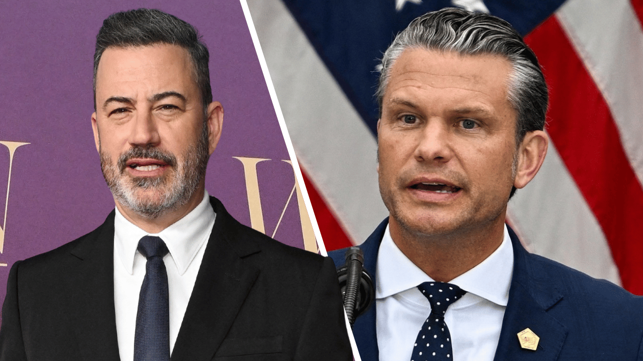 Composite photo of Jimmy Kimmel and Pete Hegseth.