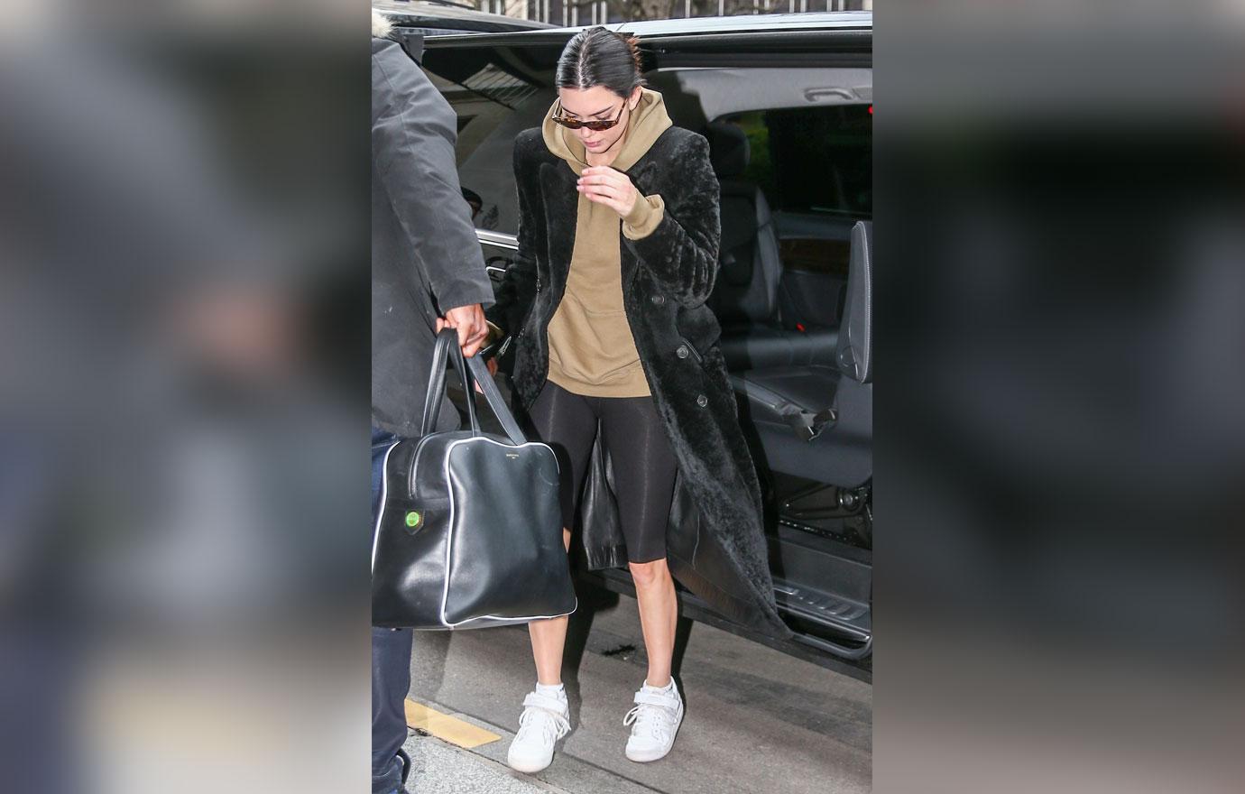 *EXCLUSIVE* Kendall Jenner makes fashionable arrival in Snowy Paris