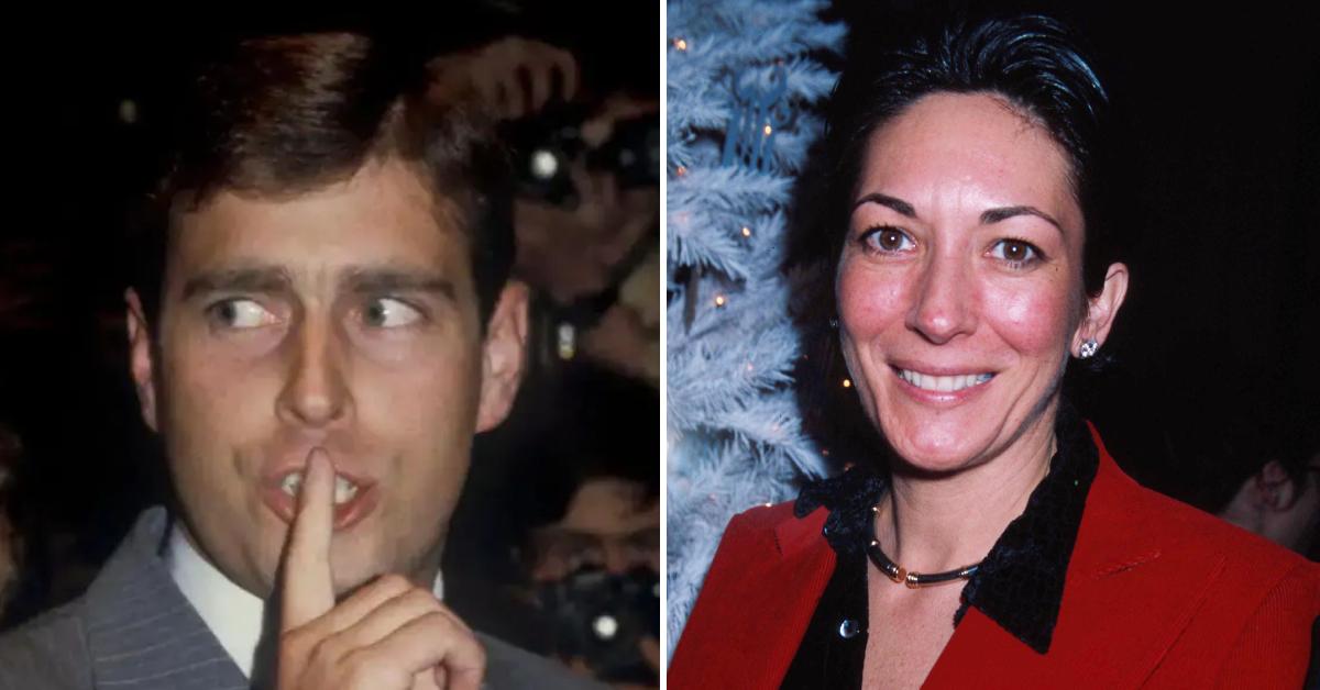 Photo of Prince Andrew; picture of Ghislaine Maxwell.