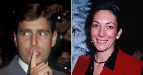 Photo of Prince Andrew; picture of Ghislaine Maxwell.