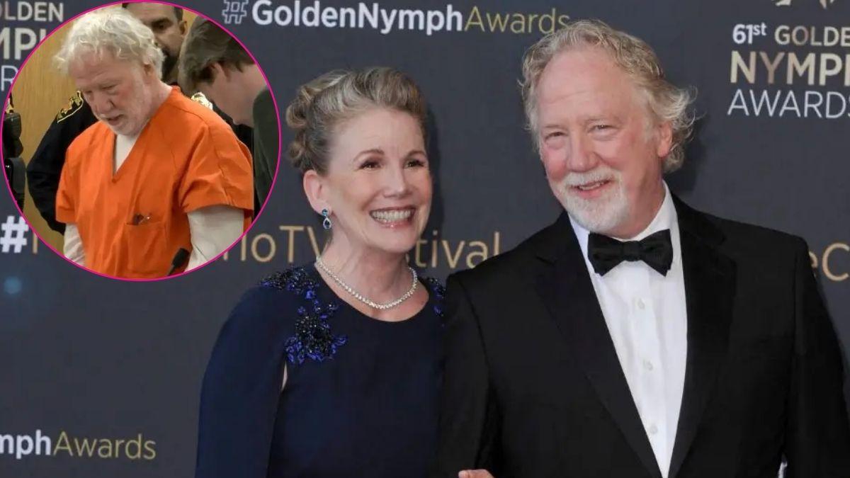 composite photo of timothy busfield and melissa gilbert and timothy busfield in court