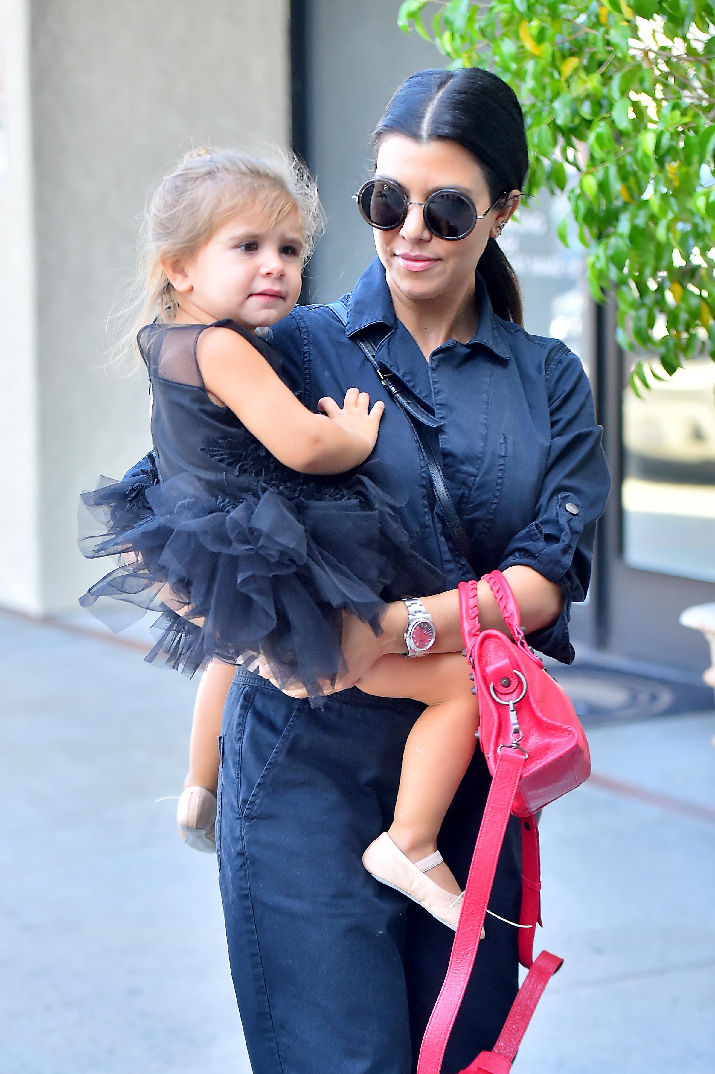 Kourtney Kardashian matches her little Ballerina Penelope in all black