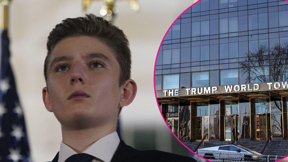 Composite photo of Barron Trump and Trump Tower.